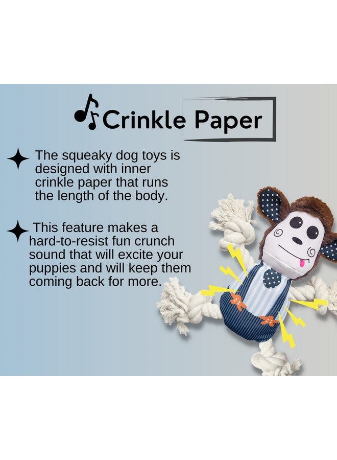 Crinkle Paper Rope Plush Toy For Dogs (Monkey Plush Dog Toy) | Non-Toxic, Soft, Stuffed Interactive Cute Squeaky, Teething Rope Dog Toy | Plush Dog Toy For Small To Medium Dogs - Image 5