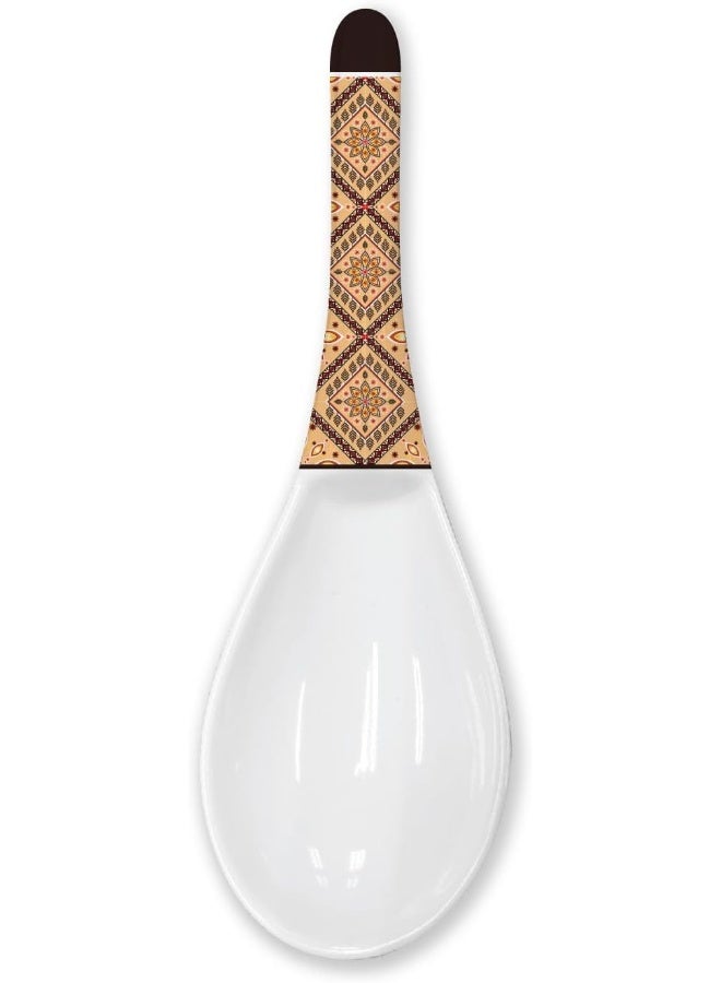 Servewell HARMONY MELAMINE SERVING SPOON 27CM BROWN CHECKED ROMAN STYLE DECAL