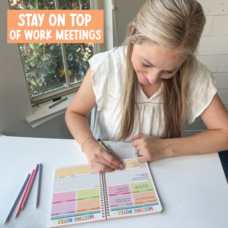 Hadley Designs Meeting Notebook For Work Organization - Work Meeting Notebook for Women, Notebooks for Note Taking, Project Planning Notebooks, Note Books for Workers, Business Organizer Planner - Image 5