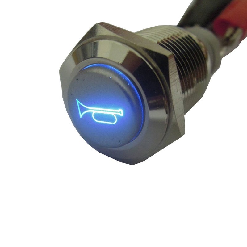 ESUPPORT 12V Car Auto Blue LED Light Momentary Speaker Horn Push Button Metal Toggle Switch 19mm - Image 3