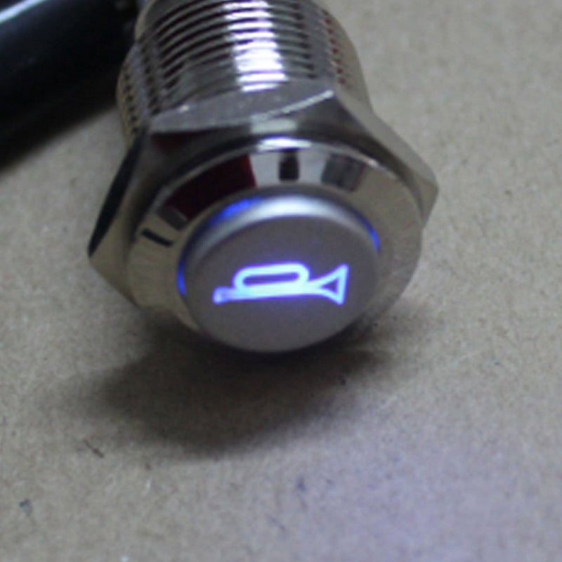 ESUPPORT 12V Car Auto Blue LED Light Momentary Speaker Horn Push Button Metal Toggle Switch 19mm - Image 4
