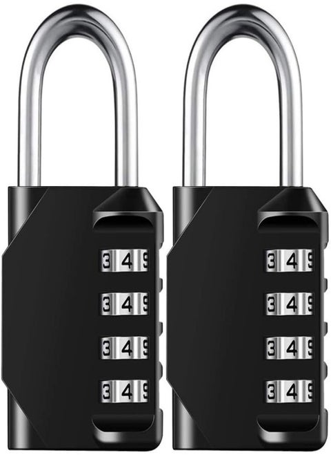 2 Pcs Combination Padlock , 4 Digit Padlock with Locks High Security Code Waterproof Outdoor for Gym Sports Locker, Fence Gate, Toolbox, Case, Hasp Cabinet Storage (Black)