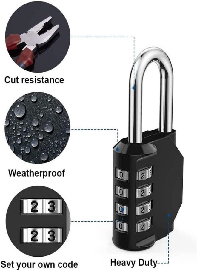 Generic 2 Pcs Combination Padlock , 4 Digit Padlock with Locks High Security Code Waterproof Outdoor for Gym Sports Locker, Fence Gate, Toolbox, Case, Hasp Cabinet Storage (Black)  - Image 2