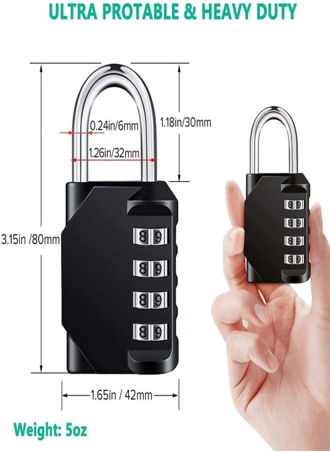 Generic 2 Pcs Combination Padlock , 4 Digit Padlock with Locks High Security Code Waterproof Outdoor for Gym Sports Locker, Fence Gate, Toolbox, Case, Hasp Cabinet Storage (Black)  - Image 3