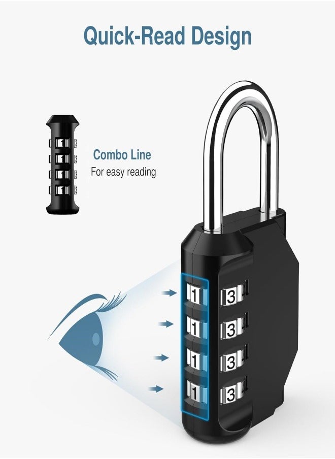 Generic 2 Pcs Combination Padlock , 4 Digit Padlock with Locks High Security Code Waterproof Outdoor for Gym Sports Locker, Fence Gate, Toolbox, Case, Hasp Cabinet Storage (Black)  - Image 5