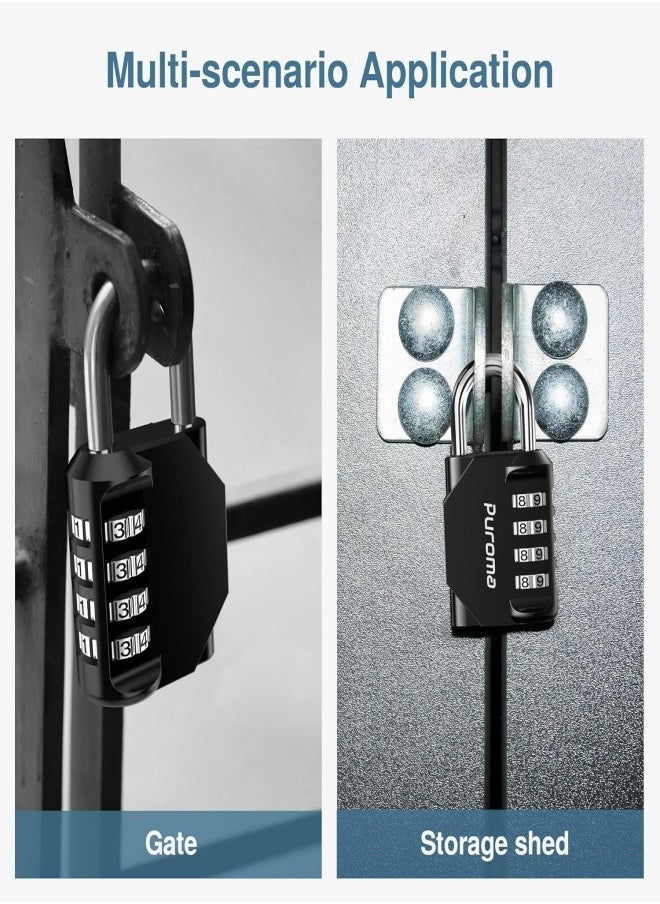 2 Pcs Combination Padlock , 4 Digit Padlock with Locks High Security Code Waterproof Outdoor for Gym Sports Locker, Fence Gate, Toolbox, Case, Hasp Cabinet Storage (Black)