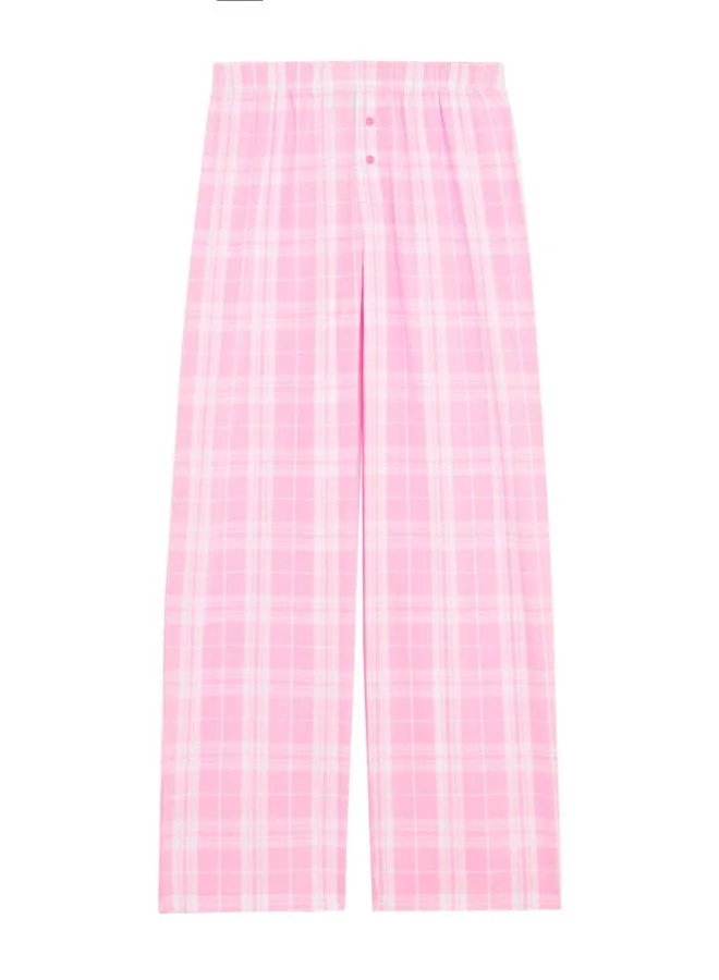 UNDIZ pink Cotton check trousers for Women | Best Price UAE