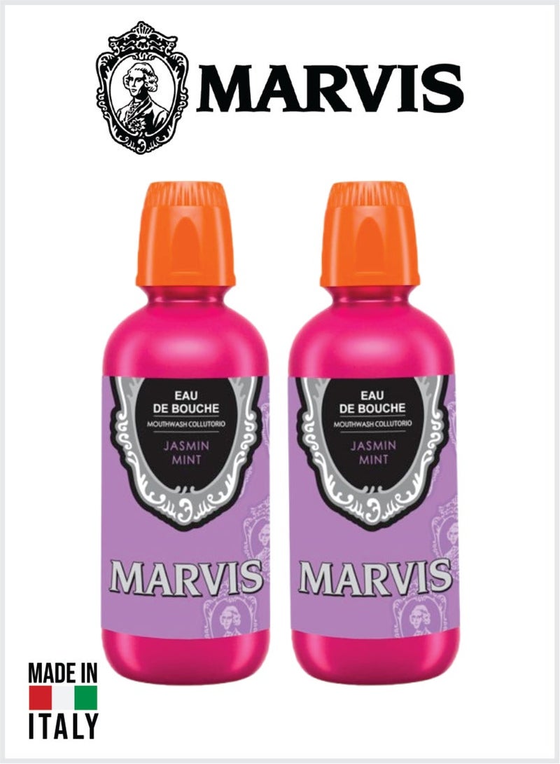 Marvis Jasmin Mint Mouthwash – Floral Mint Mouth Rinse for Fresh Breath & Clean Feel 400 Pack Of 2
