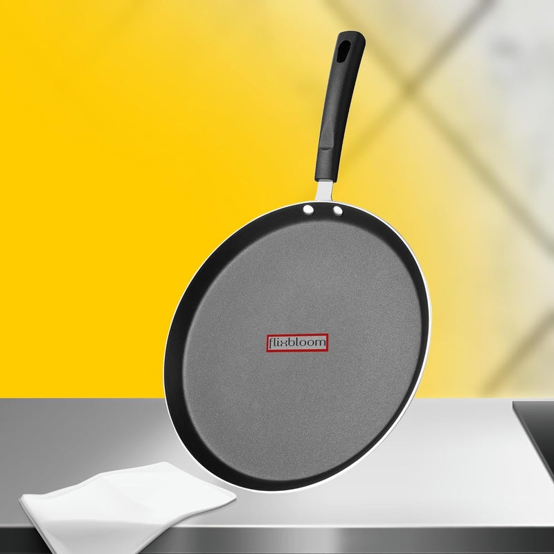FLIXBLOOM FLIXBLOOM Special Cookware NonStick Dosa Tawa with Sturdy Riveted and Virgin Bakelite Handle Induction and Gas Stove Friendly Non Toxic and PFOA Free 28 cm  - Image 2