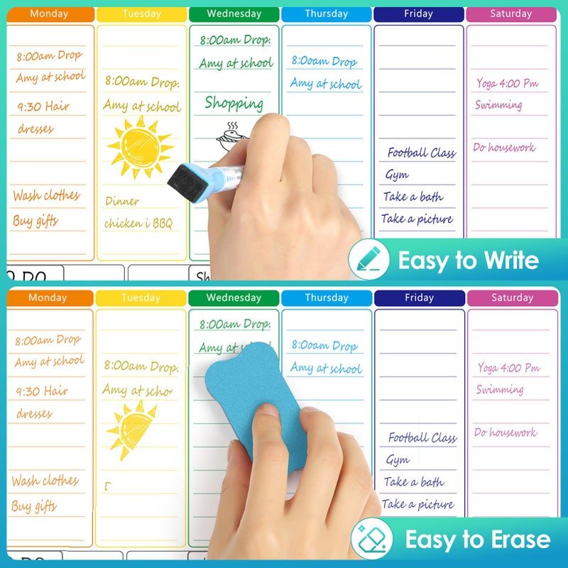 MaxGear Weekly Dry Erase Board for Fridge, Magnetic Calendar Whiteboard Planner for Refrigerator with Stain Resistant Technology, Include 7 Fine Point Markers and 1 Eraser, 16"x12" - Image 4