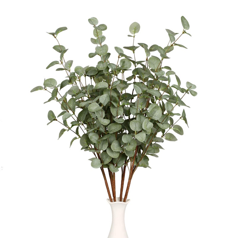 VGIA 6 Pcs 27" Eucalyptus Stems Greenery Stems Eucalyptus Leaf Spray in Green Silk Plastic Plants Floral Artificial Plants for Home Party Wedding Decoration - Image 5
