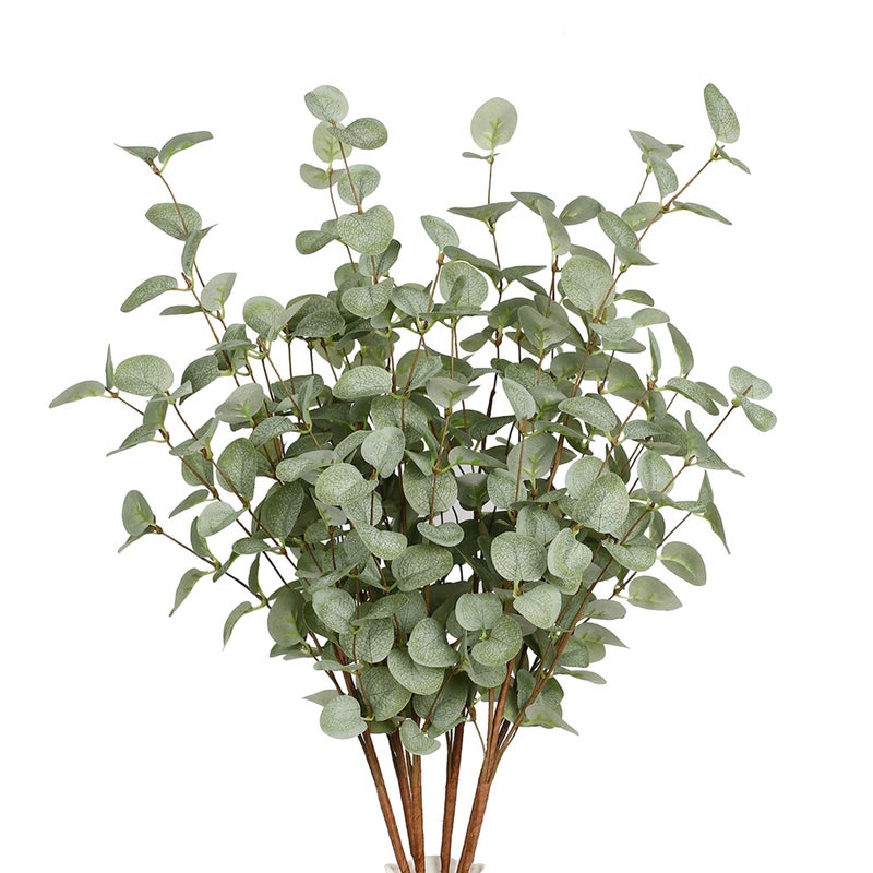 VGIA 6 Pcs 27" Eucalyptus Stems Greenery Stems Eucalyptus Leaf Spray in Green Silk Plastic Plants Floral Artificial Plants for Home Party Wedding Decoration - Image 1