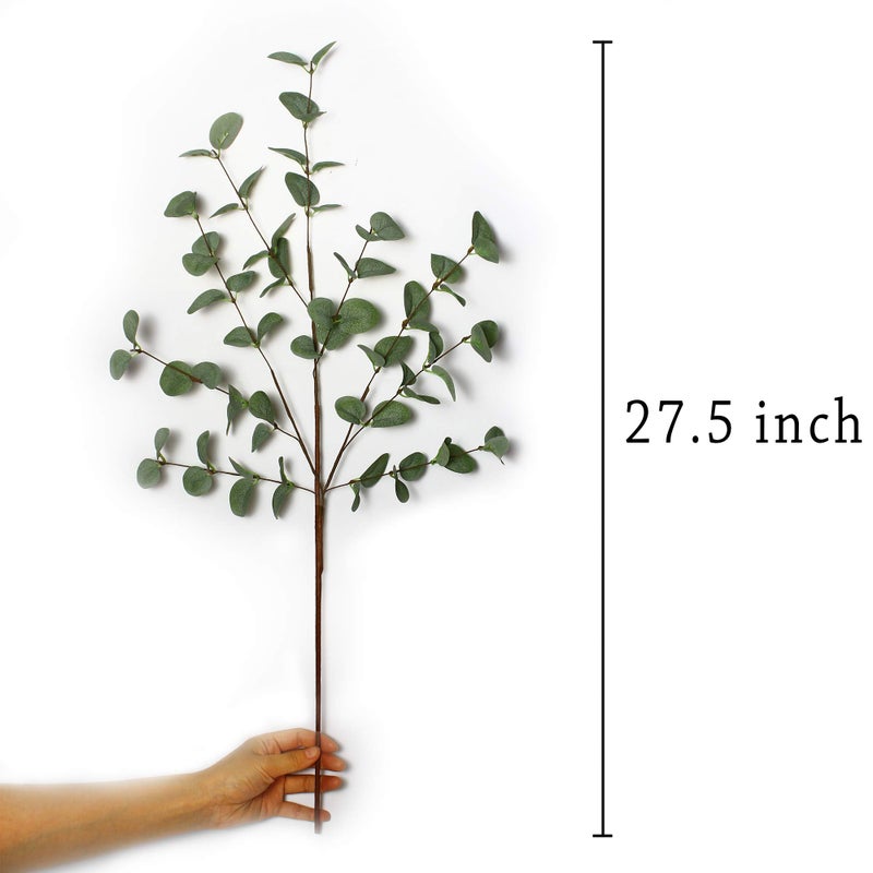 VGIA 6 Pcs 27" Eucalyptus Stems Greenery Stems Eucalyptus Leaf Spray in Green Silk Plastic Plants Floral Artificial Plants for Home Party Wedding Decoration - Image 2