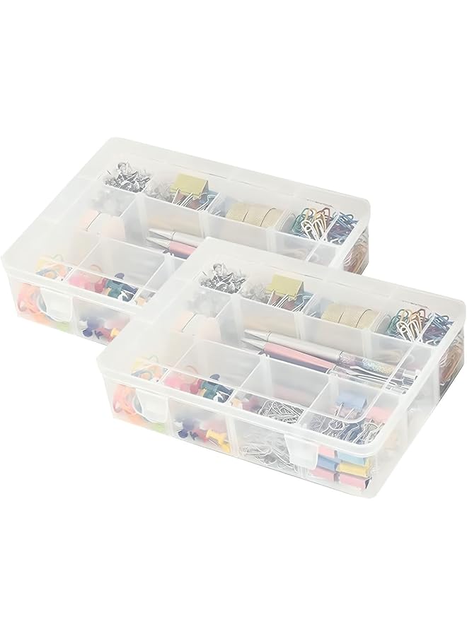 PROMASS promass PVC Compartment Container, Bead Storage Organizer Box Case with 12 Grids Adjustable & Removable Dividers for Jewelry Craft Tackles Tools, Screw Etc. (ONLY BOX) (PACK OF 2)  - Image 1