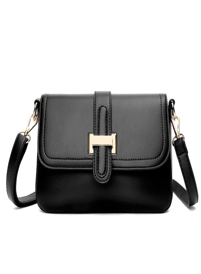 FSD.WG Fashion Quilted Crossbody Bag,Leather Ladies Shoulder Purses, Mini Shoulder Bag,Phone Wallet Purse for Women, Black, Large - Image 1
