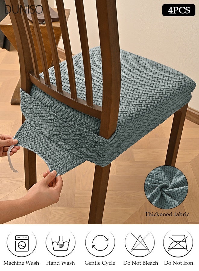 DUNISO 4 Pack Non Slip Stretch Jacquard Dining Chair Seat Cover, Light Gray Durable Anti-Scratch Chair Guard for Home Restaurant Use - Image 1