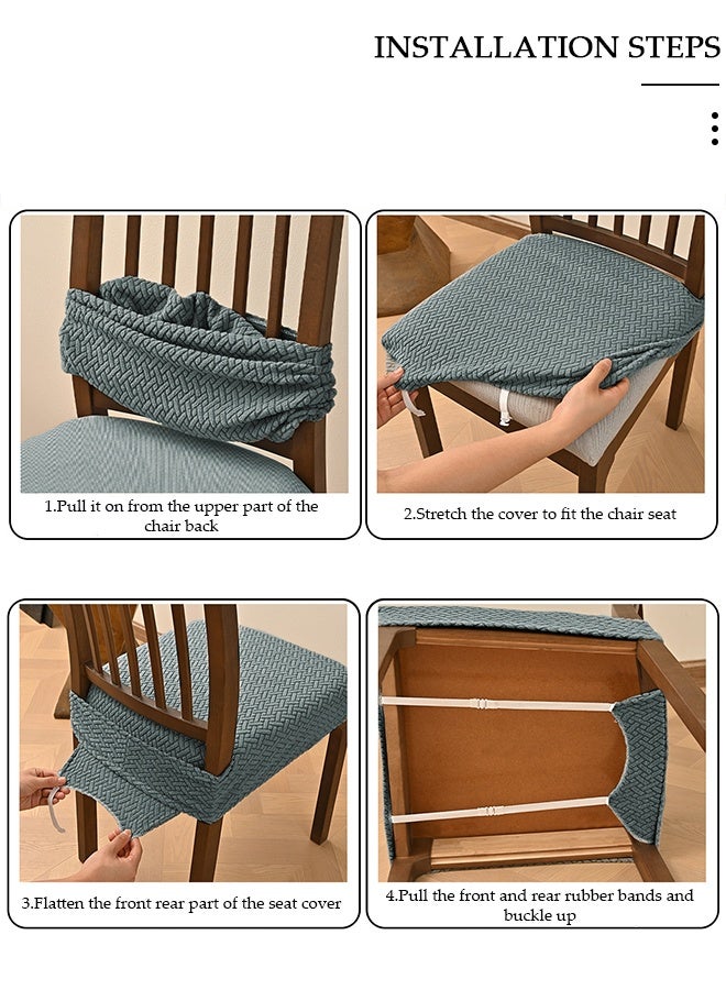 DUNISO 4 Pack Non Slip Stretch Jacquard Dining Chair Seat Cover, Light Gray Durable Anti-Scratch Chair Guard for Home Restaurant Use - Image 5