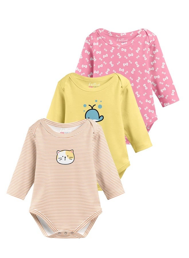 HELLCAT 100% Cotton Romper, Sleepsuit, Bodysuit for Babies (Unisex, 0-18M, Full sleeve)_Orange/Yellow/Pink_0-6 Months - Image 1