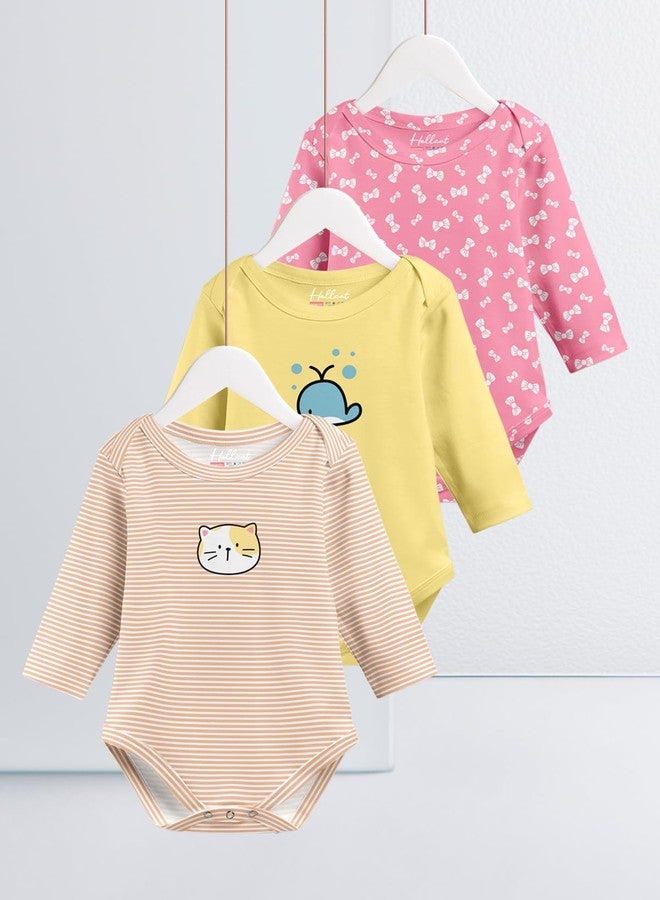 HELLCAT 100% Cotton Romper, Sleepsuit, Bodysuit for Babies (Unisex, 0-18M, Full sleeve)_Orange/Yellow/Pink_0-6 Months - Image 2