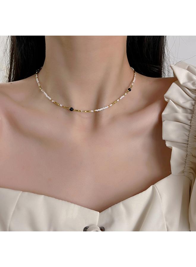 Simple Bead Necklace Fashion Retro Design Neck Chain Clavicle Chain French Personality New Necklace