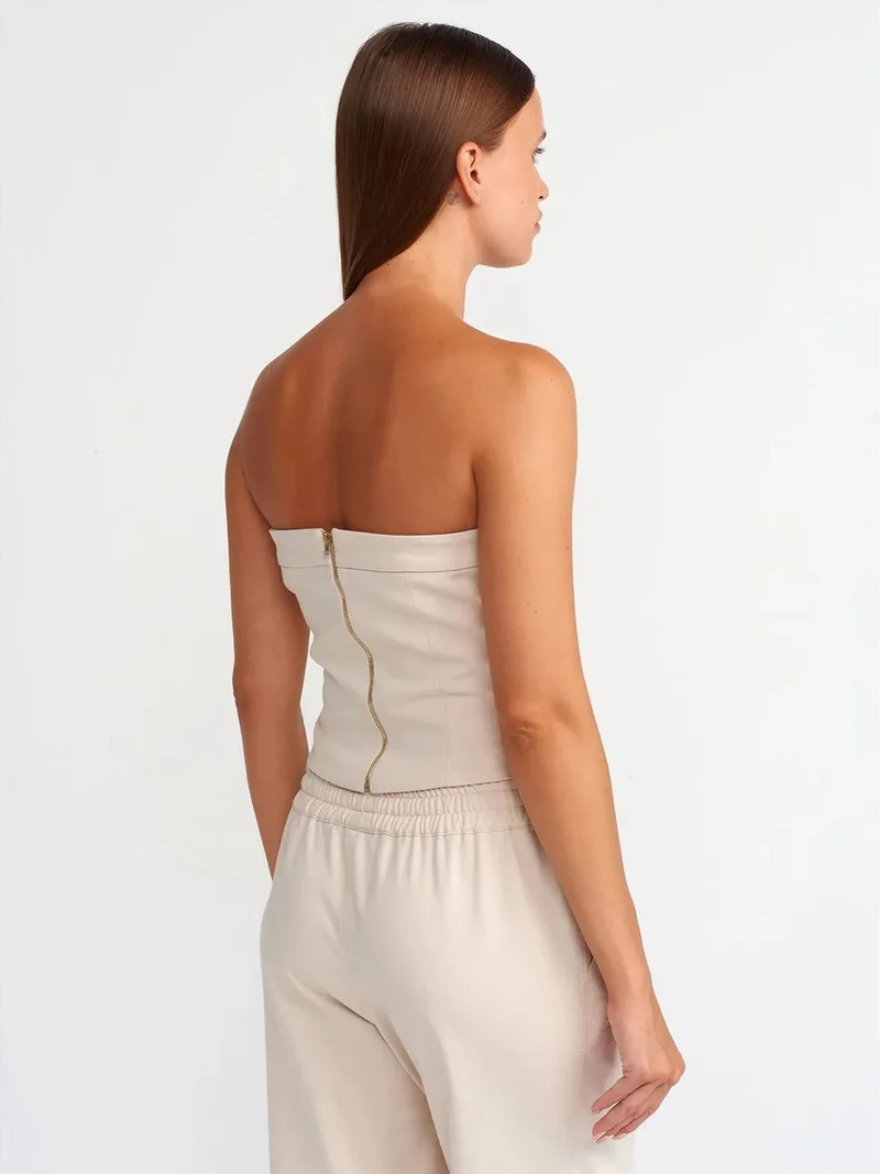 ديلفين DILVIN Strapless Fitted Crop Top With Zipper