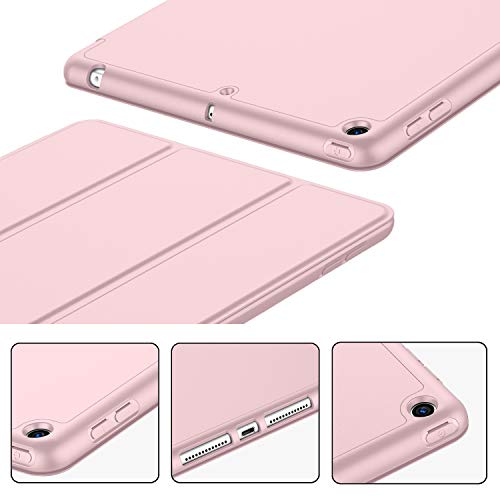 iMieet iPad 9th Generation Case 2021/iPad 8th Generation Case 2020 10.2 Inch with Pencil Holder, iPad 7th Gen 2019 Case with Soft Baby Skin Silicone Back, Auto Wake/Sleep Cover (Pink) - Image 4