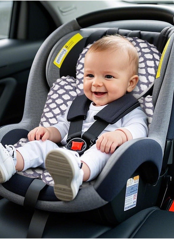 Infant Car Seat Insert, Baby Carseat Head  Body Support for Newborn, 2-in-1 Reversible Baby Car Seat Cushion, Soft Stroller Cushion Insert for Car Seats, Bouncer, Strollers, Swing (Cloud)