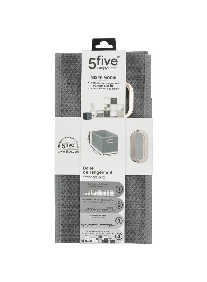 Five Simply Smart Polypropylene and Metal Foldable Storage Box Light Heather Grey 15 x 31 cm 160384C - Image 4