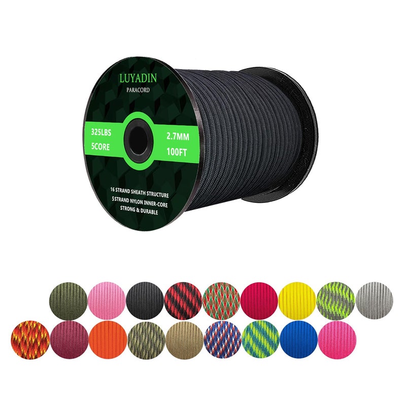 LUYADIN Paracord 325lb Diameter 2.7mm - 5 Strand Parachute Spool Cord - 100ft 200ft,Paracord for Camping,Hiking,Fishing,Outdoor and DIY - Image 1