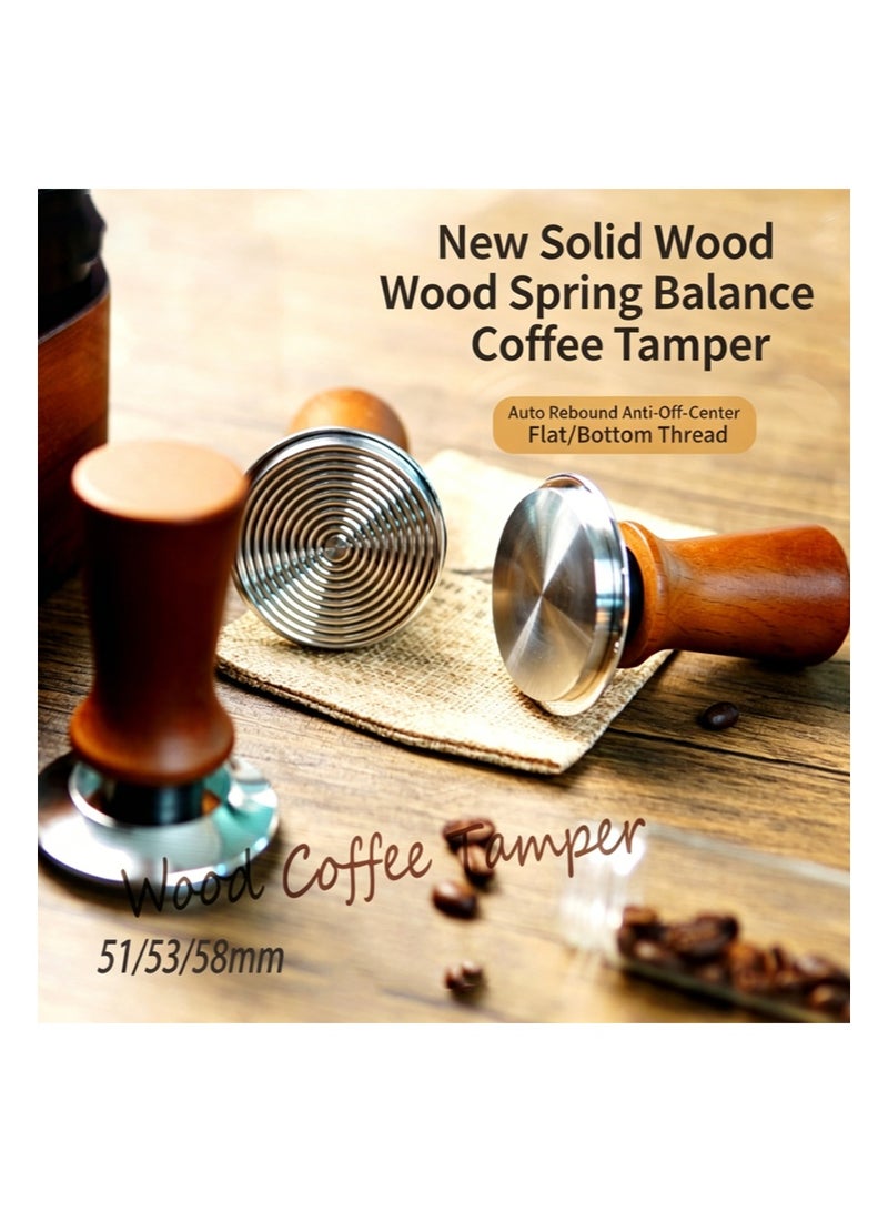 EZSOZO 51mm Espresso Accessory Kit，Calibration of Self-Leveling Tamping Tools ，with Wooden Base， Tamper， WDT Tools， Gravity Distributor， Magnetic Funnel， Latte Art Pens and Stencils - Image 2