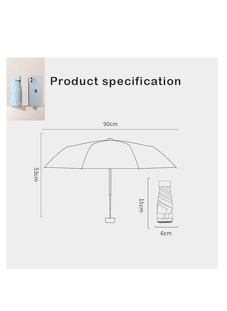 Hihonor - Mini Travel Umbrella,  Ultra-Light 6 Fold Umbrella, Anti-Uv & Rain Folding, Sunscreen Pocket Umbrella,  Folding Pocket Umbrella for Handbags - Image 1