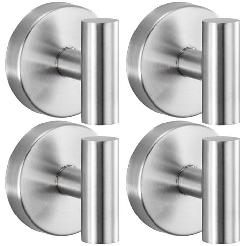 warlve Heavy Duty Reusable Suction Cup Hooks for Shower No Drill BathroomGlassMirrorTiles Metal Surfacesand Smooth NonPorous Surfaces for Towels Robes Loofahs 4 Brushed Nickel - Image 1
