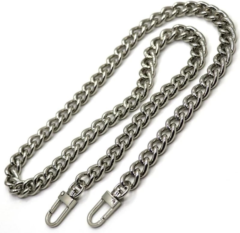Bag Strap Aluminum Chains Gold, Silver, Gun Black 10mm Replacement Purse Chain Shoulder Crossbody Bag Chain Straps Handbag Strap(Silver,140cm) - Image 1