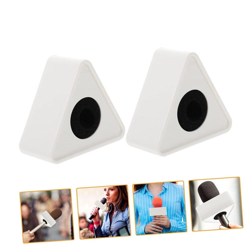 2pcs Triangle PVC Microphone Logo Flags For Interview Stations Broadcasting Events - Image 4