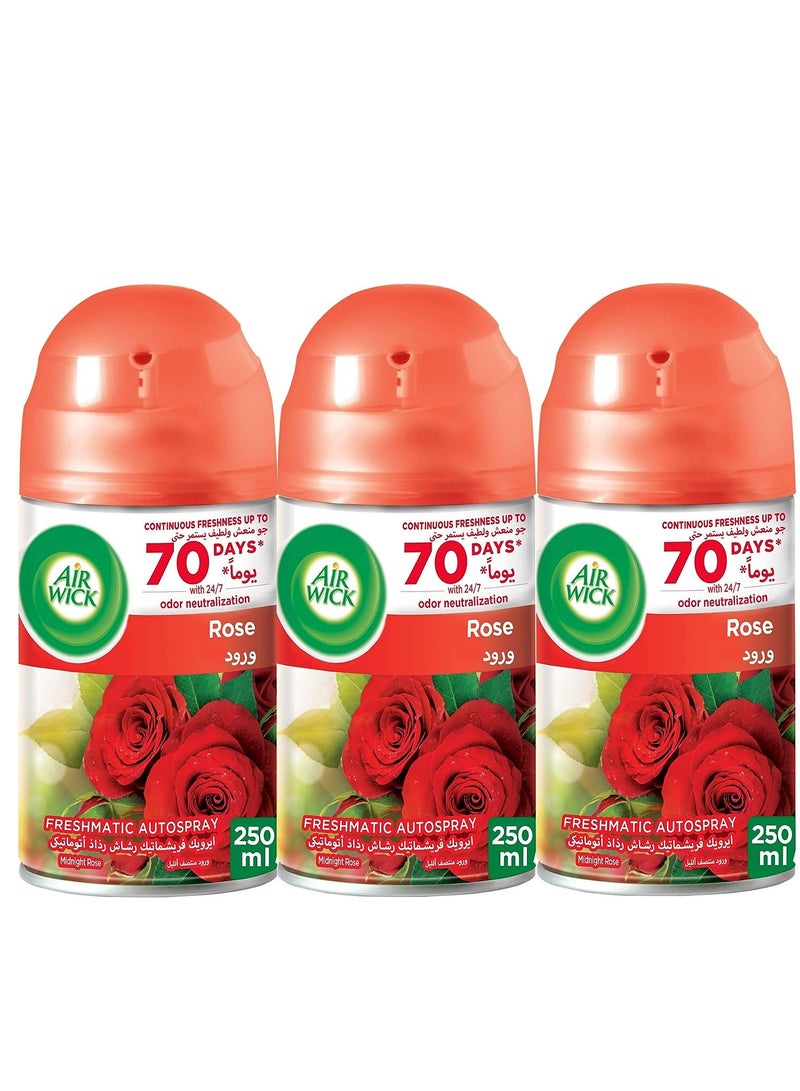 Air Wick AKDC Air Wick Freshmatic Autospray Refill, Rose Fragrance, Eliminates Bad Odour like Cat Litter Smell, 250 ml (Pack of 3)  - Image 1