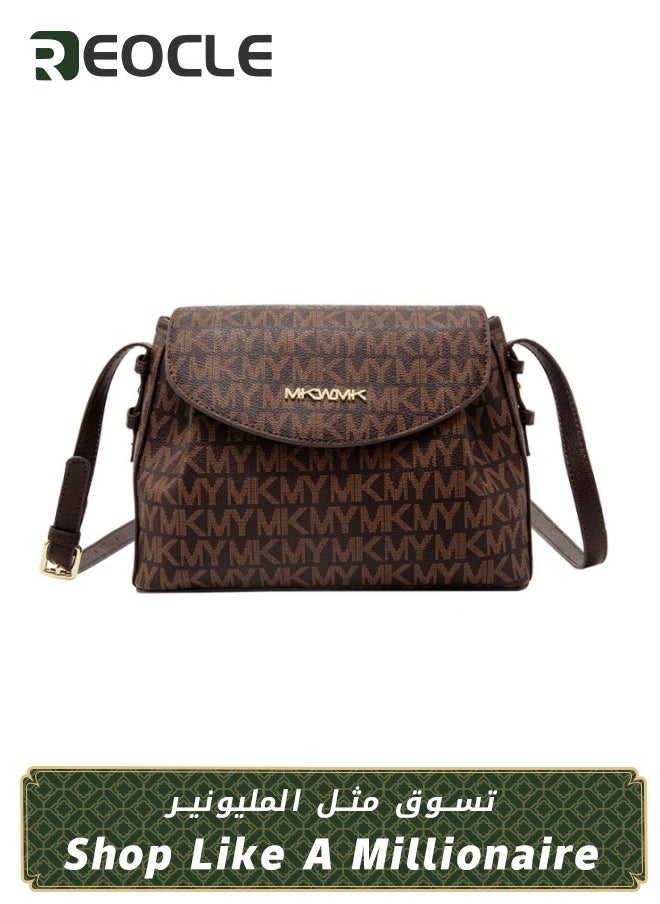 REOCLE - Lady Luxury Retro Letter Diagonal Shoulder Bag PU Leather Span Bag Large Capacity Fashionable and Versatile Crossbody Bag - Image 1