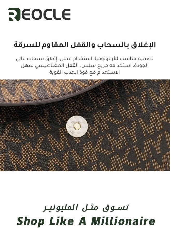 REOCLE - Lady Luxury Retro Letter Diagonal Shoulder Bag PU Leather Span Bag Large Capacity Fashionable and Versatile Crossbody Bag - Image 1