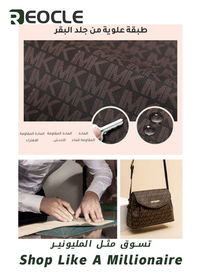 REOCLE - Lady Luxury Retro Letter Diagonal Shoulder Bag PU Leather Span Bag Large Capacity Fashionable and Versatile Crossbody Bag - Image 1