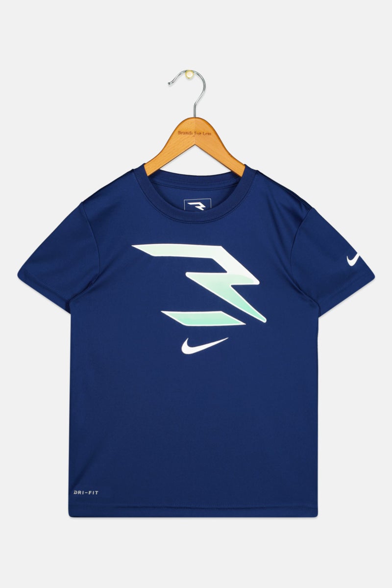 Nike 3Brand by Russell Wilson Kids Boy Short sleeve Brand Logo Training T-Shirt, Navy - Image 1