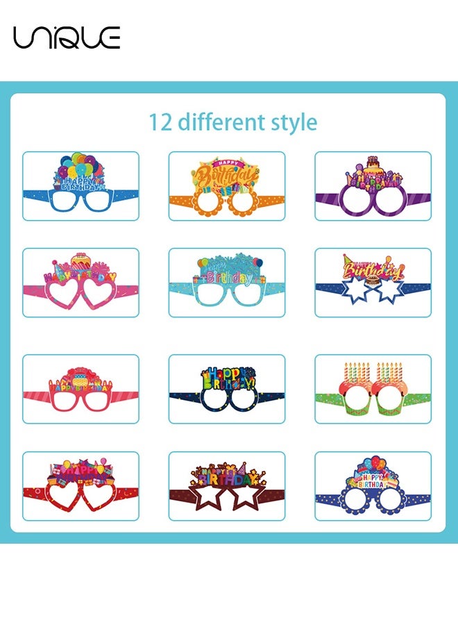 Unique 12 PCS Happy Birthday Paper Glasses - 12 Styles - Novelty Funny Photo Booth Props, Colorful Birthday Party Glasses for Party Decorations - Image 4