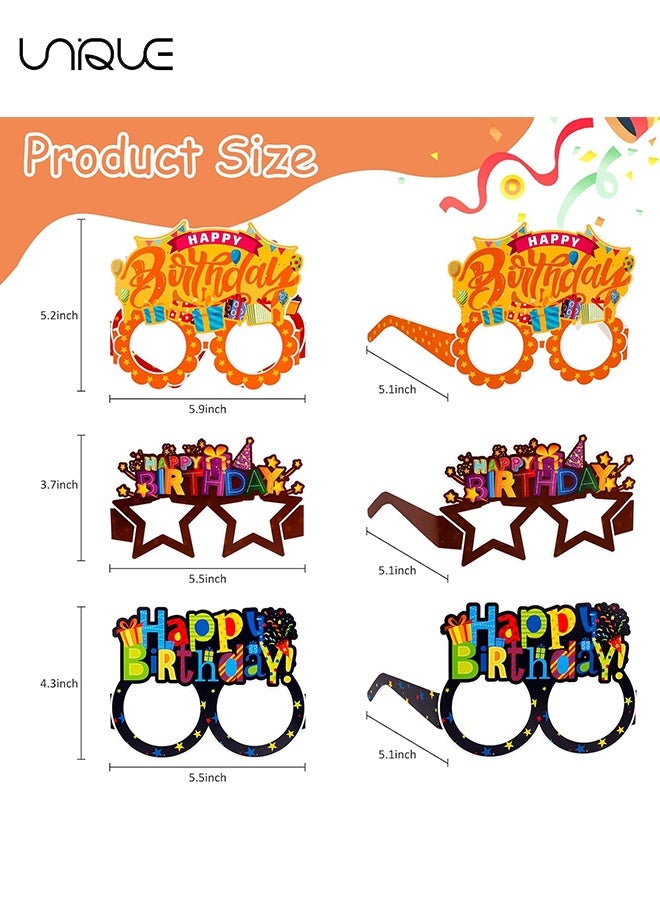 Unique 12 PCS Happy Birthday Paper Glasses - 12 Styles - Novelty Funny Photo Booth Props, Colorful Birthday Party Glasses for Party Decorations - Image 2