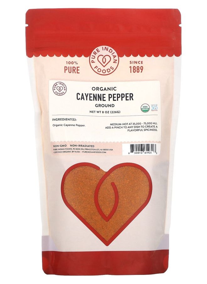Pure Indian Foods Organic Ground Cayenne Pepper 8 oz (226 g) 