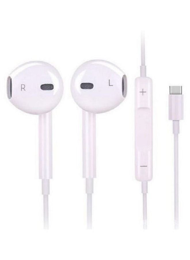 Generic Type-C Port Hi-Fi Digital 3D In-Ear Earphone With Microphone White  - Image 2