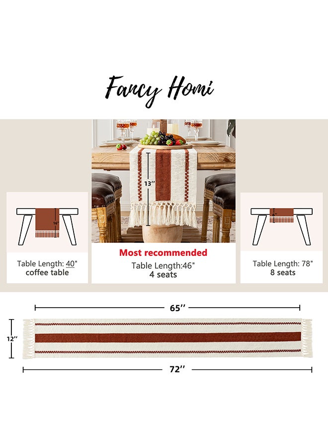 Fancy Homi Boho Chic Macrame Table Runner for Home Decor, Farmhouse Style with Tassels, Perfect for Party Bohemian - 30x183 cm - Rust - Image 3