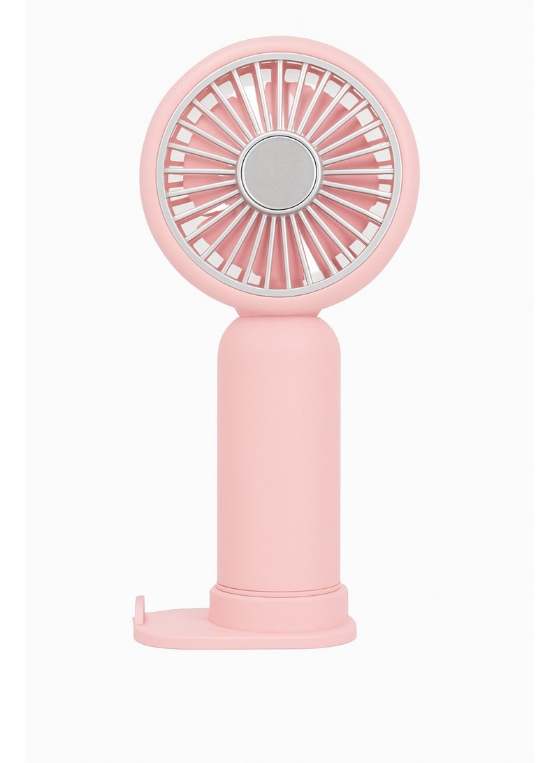 مروحة يد صغيرة YM88206 - قابلة للشحن بقوة تبريد عالية -  تصميم صغير وخفيف مناسب للحمل في أي مكان – بطارية قابلة لاعادة الشحن – بمنفذ شحن USB  - مناسبة للاطفال من 6 سنوات لاكثر -  لون وردي - Image 1