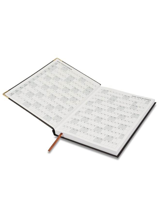 FIS مفكرة 2026، حجم A4 (210x297 مم)، غلاف صلب من مواد الفينيل، غلاف مبطن من جهة واحدة، زوايا ذهبية، إنجليزي، ورق أبيض 60 جرام، لون شوكولاتة - FSDI42E26CH - Image 3