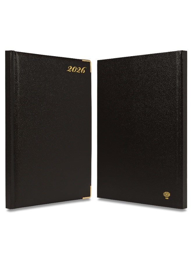 FIS مفكرة 2026، حجم A4 (210x297 مم)، غلاف صلب من مواد الفينيل، غلاف مبطن من جهة واحدة، زوايا ذهبية، إنجليزي، ورق أبيض 60 جرام، لون شوكولاتة - FSDI42E26CH - Image 2