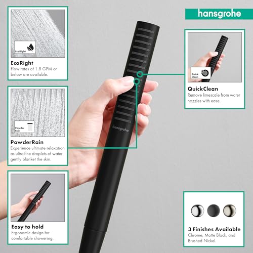 Hansgrohe رأس دش محمول hansgrohe Pulsify بحجم 1 بوصة باللون الأسود غير اللامع، 24125671 - Image 2