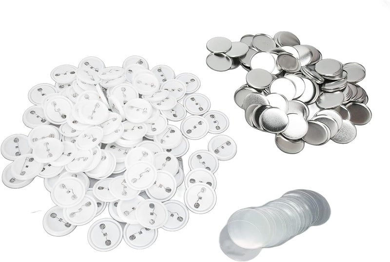 100 Set Pin Back Button Parts, Tinplate Plastic Badge Making Supplies, Rustproof Round Button Pin Kit with Protective Film for DIY Craft Projects and Gift Creation (44MM) - Image 4