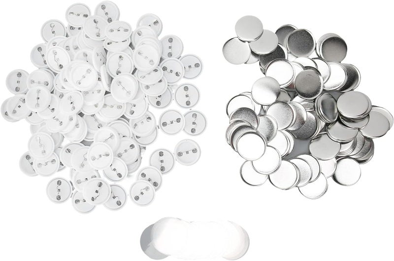 100 Set Pin Back Button Parts, Tinplate Plastic Badge Making Supplies, Rustproof Round Button Pin Kit with Protective Film for DIY Craft Projects and Gift Creation (44MM) - Image 2